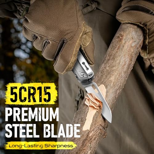 BIBURY 13-in1 Multitool Pocket Knife with Clip & Large Scissors, Locking