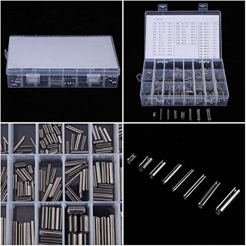 280Pcs Roll Pin Set Stainless Steel Slotted Pins Assortment Kit M1.5 M2 M2.5 M3 M4 M5 M6 M8 with Box