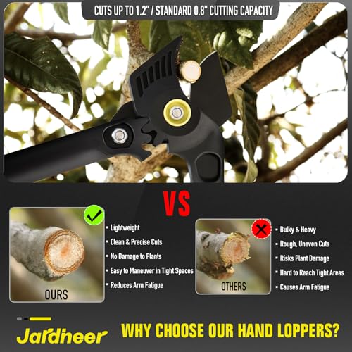 Jardineer 16.5" Garden Loppers, Effortless Pruning Shears with Gear Assist and Pull-Tested Reinforced Handles, Lightweight Hand Lopper for Yard, Shrub & Small Tree Trimming, Cuts up to 1.2" Branches