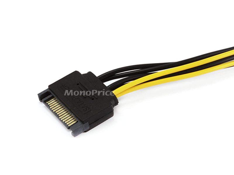 Monoprice SATA Cable - 0.67 Feet - Black | SATA 15pin to 6pin PCI Express Card Power Cable