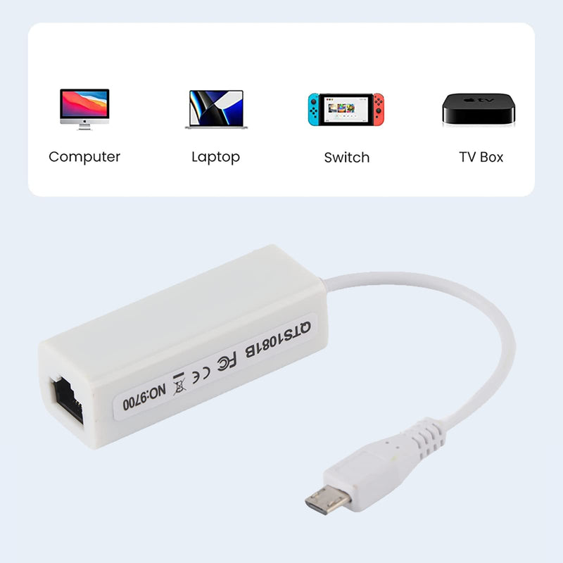 Zopsc-1 Ethernet Adapter Micro USB to RJ45 Network Card Adapter Micro USB to RJ45 Ethernet Port for Raspberry Pi Zero 1.3W Motherboard