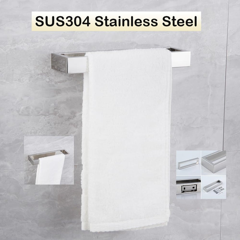 Bathroom Towel Ring Polished Stainless Steel Wall Mounted Hand Towel Bar Modern Square Style Towel Rack, D69018C