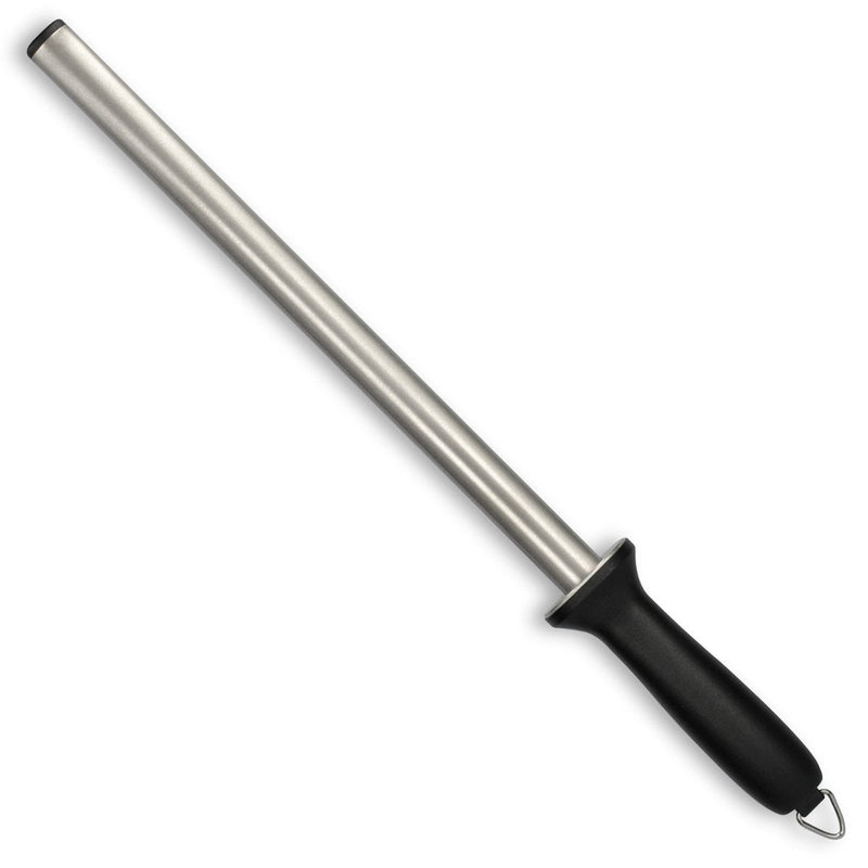 Navaris Diamond Sharpening Steel - 12" (31cm) Oval Knife Rod Sharpener for Honing Kitchen Knives - Lightweight and Durable for Home or Pro Use 31cm Silver / Black