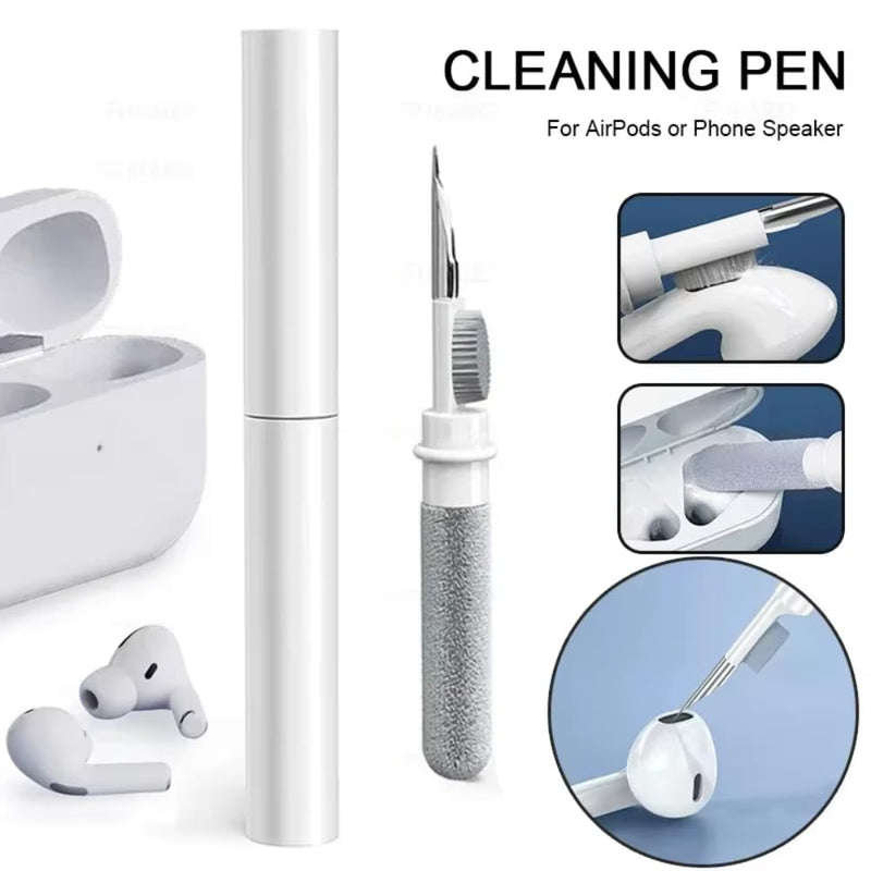 Bluetooth Earphones Cleaning Tool for Airpods Pro 3 2 1 Earbuds Case Cleaner Kit Cleaning Brush Pen for Xiaomi iPhone Earbuds (White) White