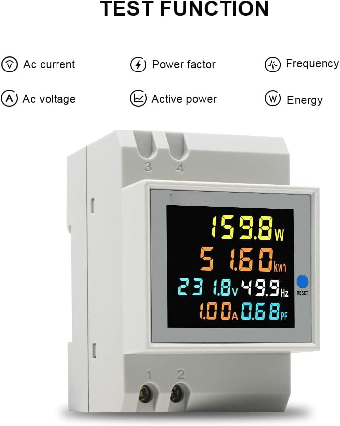 Single Phase Energy Meter Din Rail Electricity Usage Monitor AC 40-300V 100A Voltmeter Ammeter Watt Kwh Frequency Power Meter Built-in CT 110V (D52-2066-WIFI Built-in-CT) D52-2066 Built-in-CT