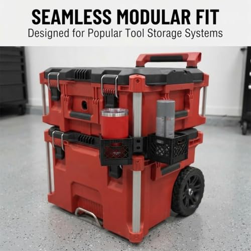 Double Milk Holder Compatible with Milwaukee Packout System, Dual Drink and Spray Can Organizer for Toolbox Side Mount, Workshop and Jobsite Storage Accessory