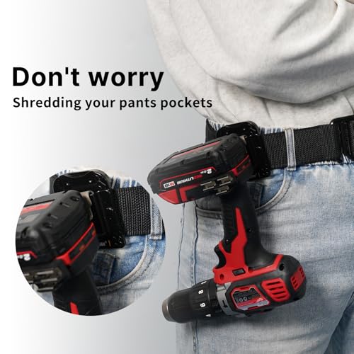 MELOTOUGH Drill Holder for Tool Belt,Tape Measure Holder,Drill Belt Clip,Drill Clip for Tool Belt,Measuring Tape Holder (Black),2PCS 2