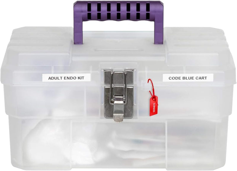 Akro-Mils 14-Inch Plastic Toolbox with Removable Tray, Steel Latch & Padlock Eye, Industrial-Grade Storage Box for Hobby Supplies, Crafts, and Tools, 14" x 8" x 8", Made in USA, Clear (09514) 1-Pack