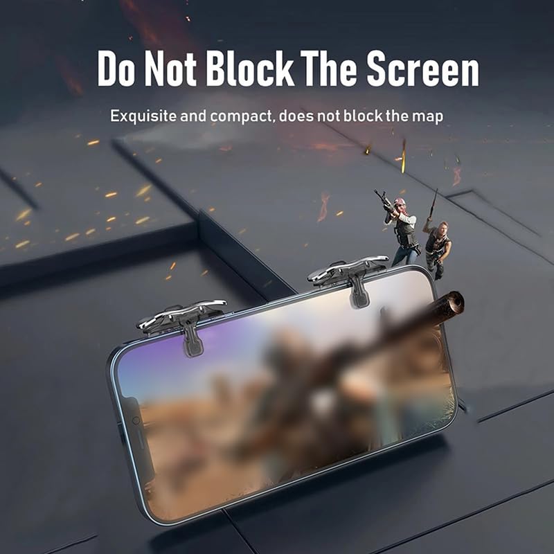 PUBG Trigger 4 Finger Mobile Gaming Controller with 20 Finger Sleeves & Storage Case PUBG Mobile Controller Aim & Fire Shooter Buttons for iPhone & Android PUBG Accessories for COD Mobile (1Pair X8+20Pcs Finger sleeve+Storage bag)