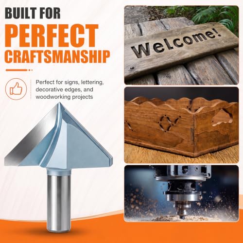 2-3/8" Dia V Groove Router Bit, 90 Degree, 1/2" Shank for Wood Signs