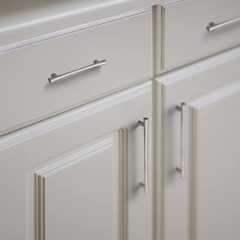YAGU 10 Pack Brushed Nickel Cabinet Handles 3.75 Inch Hole Center Satin Silver Kitchen Drawer Pulls Zinc Alloy Hardware for Bathroom Cupboard Dresser Wardrobe, 5.3" Overall 5.3-Inch Length(3.75-Inch Hole Center) Satin Nickel