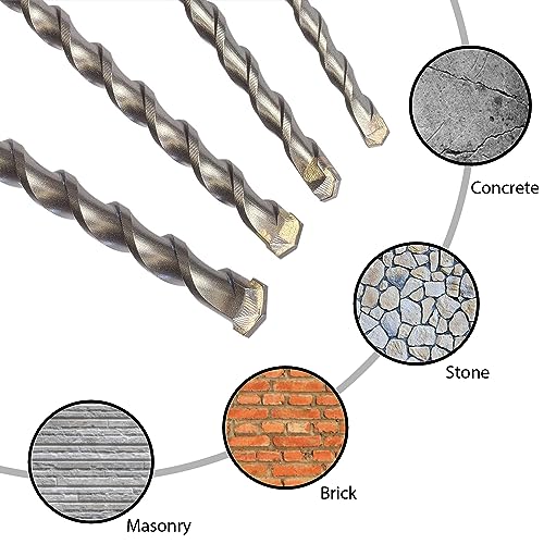 6Pcs 12Inch SDS Plus Rotary Hammer Drill Bits Set - Carbide Tipped - Rotary Hammer Drill Bits for Brick, Stone, Concrete (3/16'', 1/4'', 5/16'', 3/8'', 7/16'', 1/2'' x 12”) 6PCS(3/16'',1/4'',5/16'',3/8'',7/16'',1/2'' x 12”)