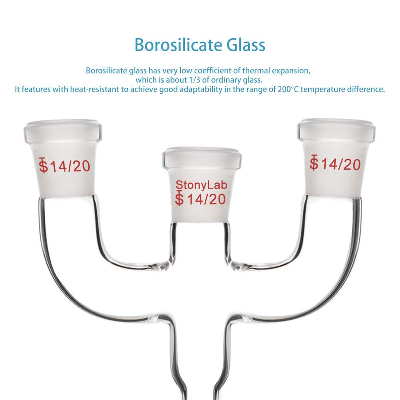 stonylab 4 Way Claisen Distillation Adapter with 14/20 Joints Connecting Adapter Lab Supply