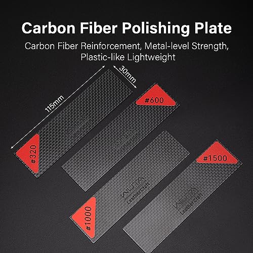 WUTA 4PCS Carbon Fiber Board Adhesive Sandpaper Plate Strength & Lightweight Carbon Sheets for Leathercraft, Woodworking, Metal, Plastic, Automotive, Sanding Blocks Set F