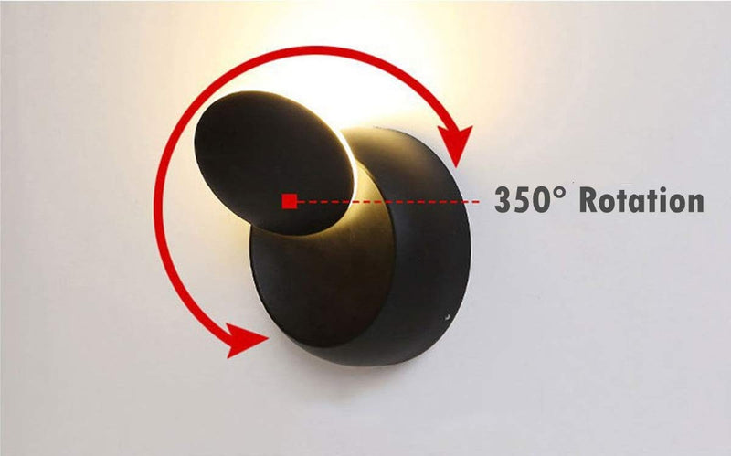 Chrasy Modern Wall Sconce 5W LED Wall Light Lighting Direction Adjustable 3000k Warm White Indoor Hardwired Wall Lamp for Bedside Kitchen Hallway Staircase Aisle (Black) Black