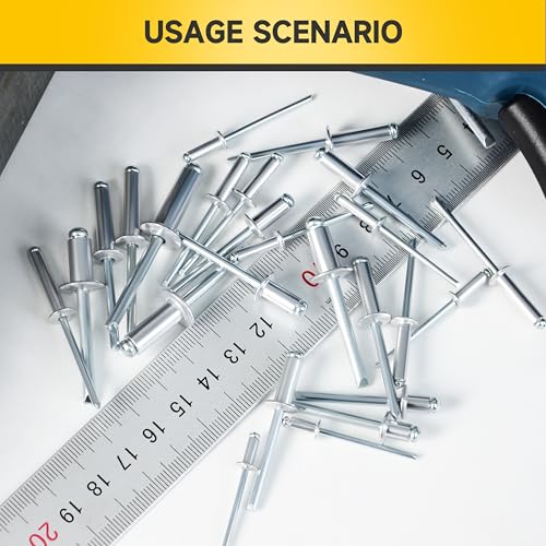 Mywish (100Pcs) 1/4" x 3/4" Blind Pop Rivets Aluminum Grip and Steel Mandrel Blind Rivets, Open End 1/4 Rivets for Metal Aluminum-Silver 1/4" x 3/4"