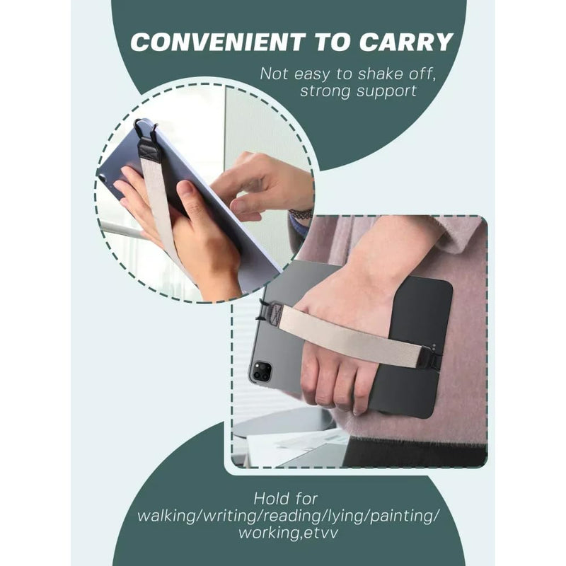 for iPad 9.7 10.5 inch Hand Strap Leather Handle Grip Security Hand-Strap (Black) black