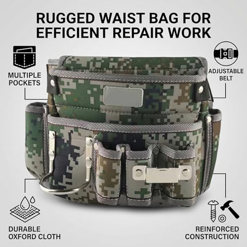 Tool Belt Heavy Duty Oxford Cloth Adjustable Utility Pouch Multiple Pockets for Electrician Gardening Work