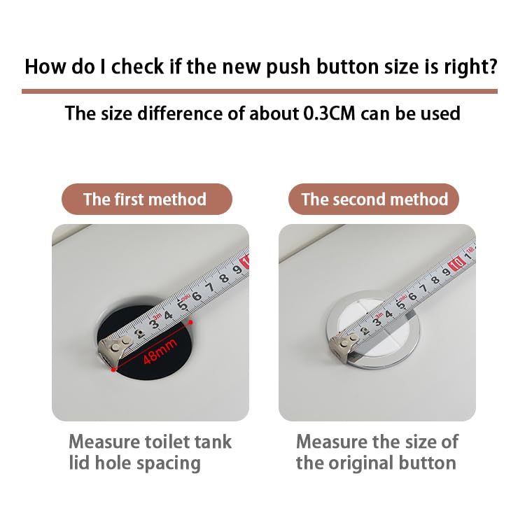 48mm Toilet Cistern Dual Flush Valve Push Button 2 Pack Replacement Toilet Tank Flush Valve Ceramic Push Button Thread Diameter 1.89"