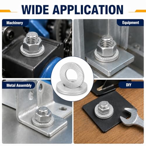 Double Layer self-Locking washers Anti-Loosening Washers Belleville Washers Vibration-Resistant Locking Fasteners for Automotive, Industrial Machinery, Construction Equipment & Maintenance (1/2,5) 1/2" 5