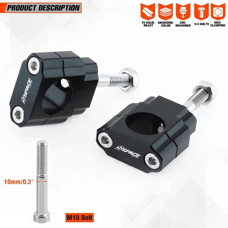 Universal Dirt Bike Handlebar Mounts- Motorcycle Handlebar Riser Mounting Kit 1-1/8" Black