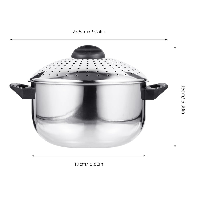 Hemoton Stainless Steel Cooking Pot Pasta Pot Noodles Cooking Pot with Strainer Kitchen Cookware 16CM/6.3inch Diameter