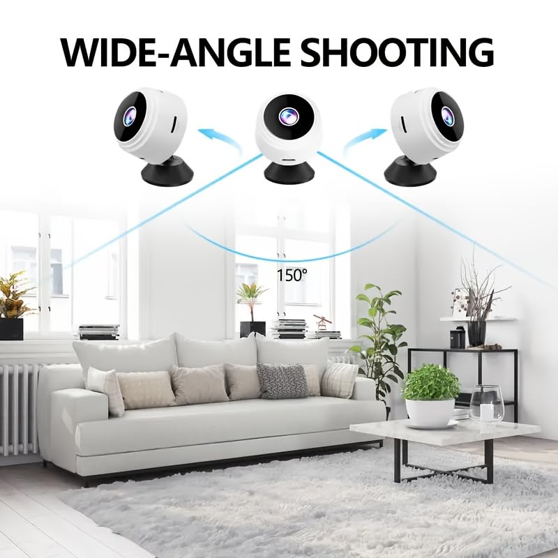 Mini WiFi Camera Indoor Wireless Security Camera with Micro SD Slot, Portable Smart Home Monitor, Magnetic Mini Camera for Office Travel Room white 2