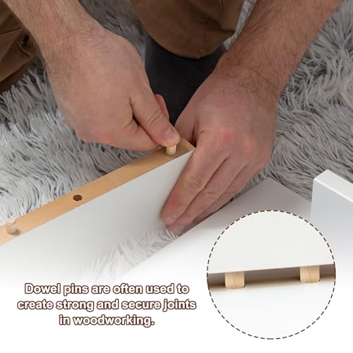 PATIKIL 3/8" x 4"(10 x 100mm) Wood Dowel Pins, 90 Pack Fluted Wooden Dowel Pin Beveled Groove Rods for Furniture Door Art Crafts Projects
