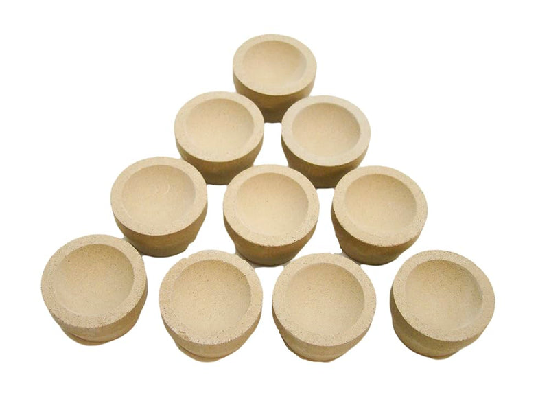 Lot of 10 - # 8 Mabor Cupel 1-3/4"x1-1/8" Gold-Assay-Smelting-Refining-Cupels