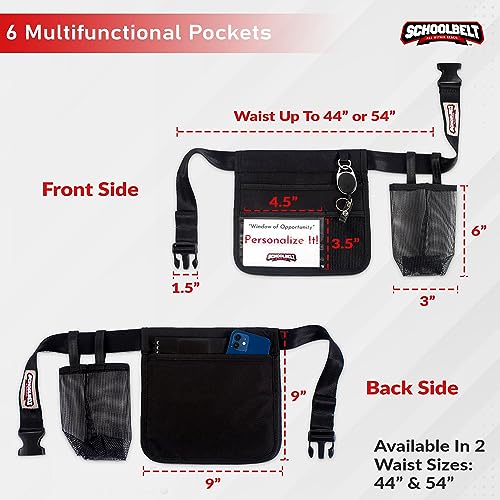 Mini -Premium Hip/Waist Pouch/Belt Clip / 6 Pocket -2-Sided/Drink Pouch/Key Carabiner/ID Sleeve (Up to 54" Waist) Up to 54" Waist