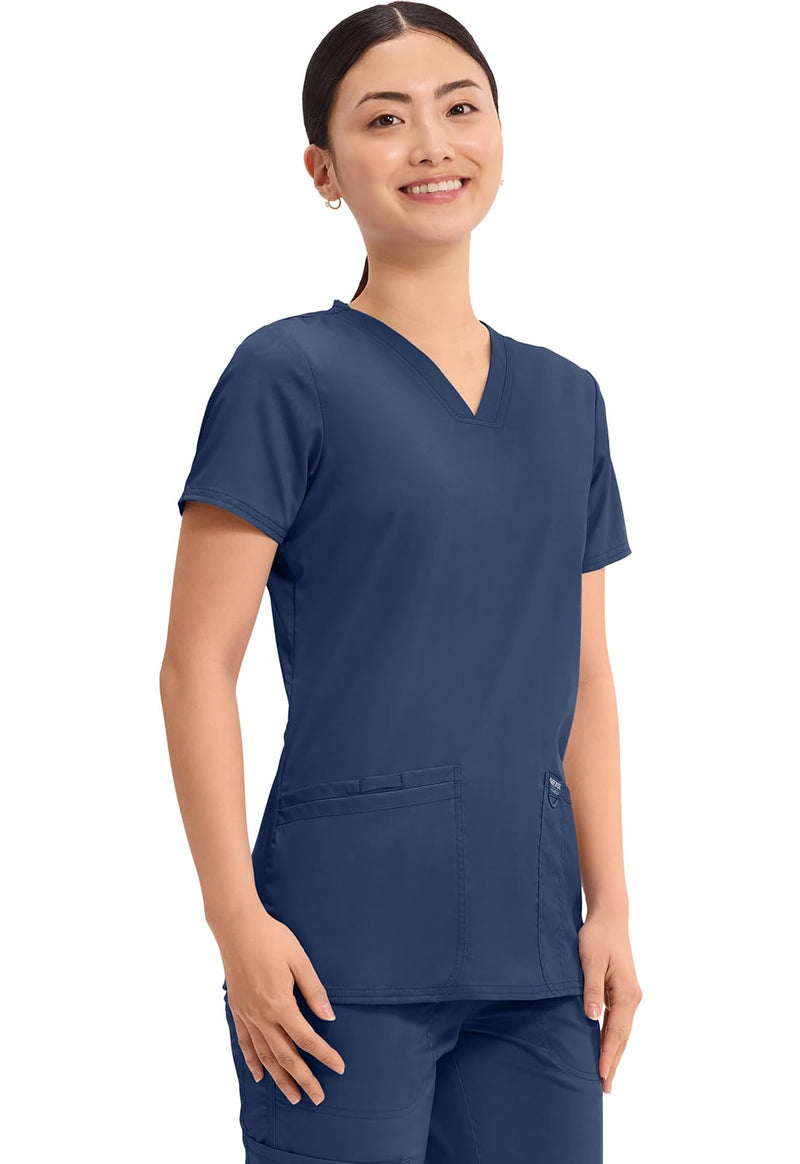 Cherokee Medical Women's Scrub Top V-Neck Modern Classic Fit with 3 Pockets, Ultra Soft and 2-Way Stretch Fabric - WW620 Medium Navy