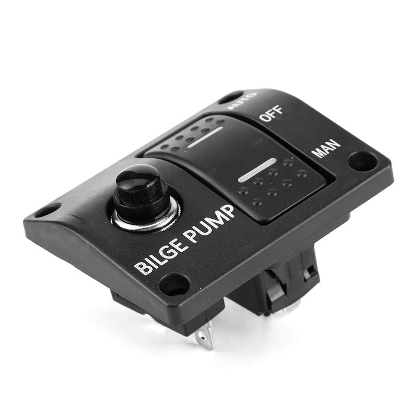 Switch Panel Connect Cable, Qiilu Bilge Pump Switch, 3-Way Bilge Pump Switch Panel Auto/Off/Manual 12V 24V with LED Indicator Built-In 15A Circuit Breaker