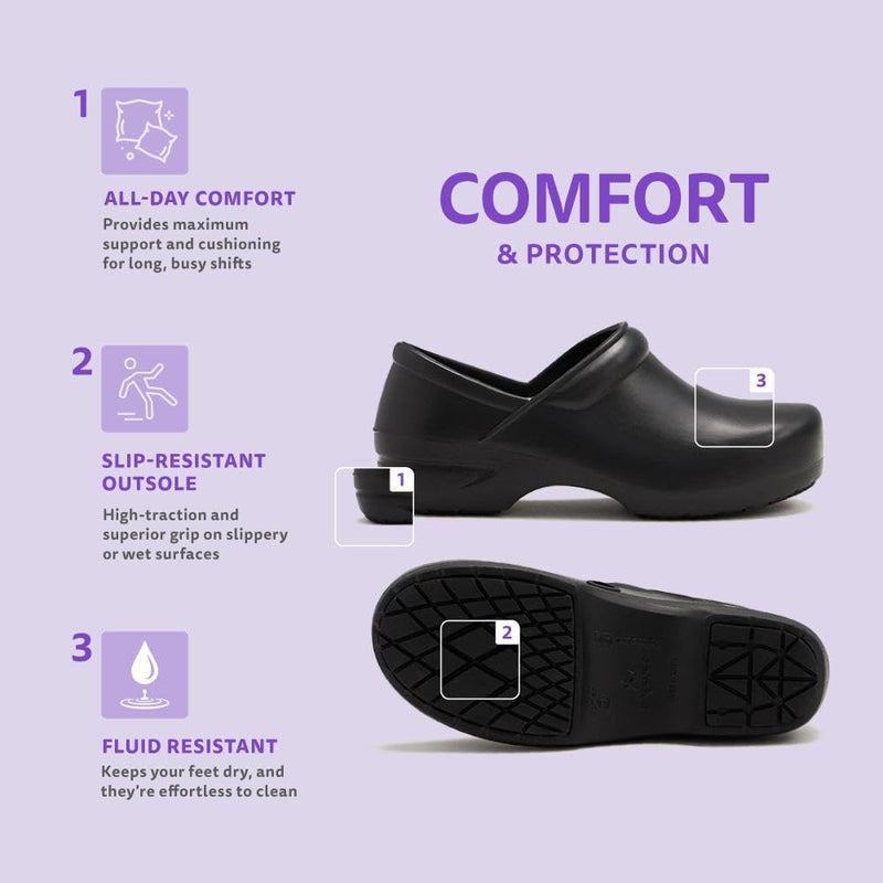 Anywear Nursing Clogs - Cushioned Nurse Shoes for Women - Slip Resistant Work Clogs - Water Resistant Healthcare Shoes - Fluid Resistant, Breathable & Easy to Clean 8 Women/6 Men White