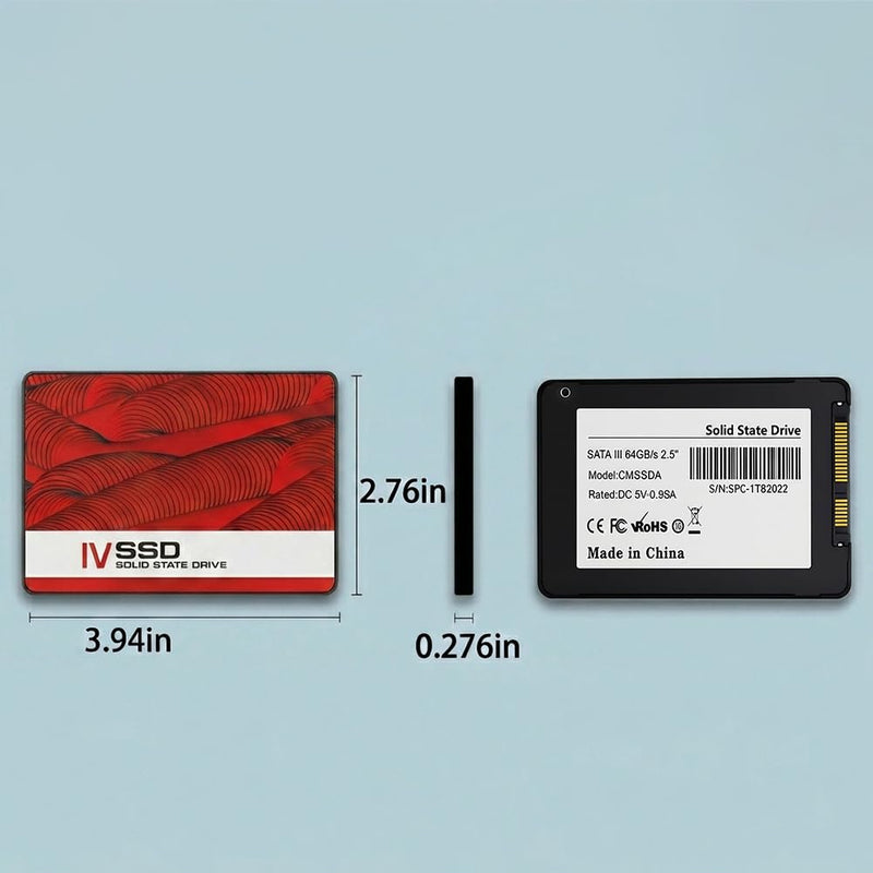 SATA III SSD - 128GB Internal Solid State Drive, 500MB/s Blazing Speed, High Durability, Wide Compatibility for Desktop, Laptop, All-in-One PC(Red) Red 128.0 GB