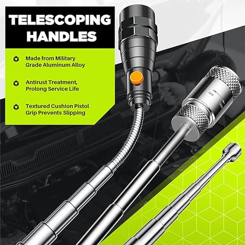 Telescoping Magnetic Pickup Tool Set, Inspection Mirror Telescoping, LED Flashlight, Cool Gadgets for Men, Stocking Stuffers, Gifts for Dad, Husband, Kids, Boyfriend, Magnet Stick (Camo) Camouflage