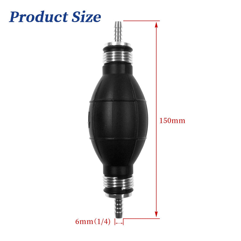 JRL Fuel Pump Fuel Line Hand Primer Bulb 6mm 1/4‘’ inch Rubber fit for Car/Boat/Marine/Motorcycle 9001080A 6mm 1/4 inch