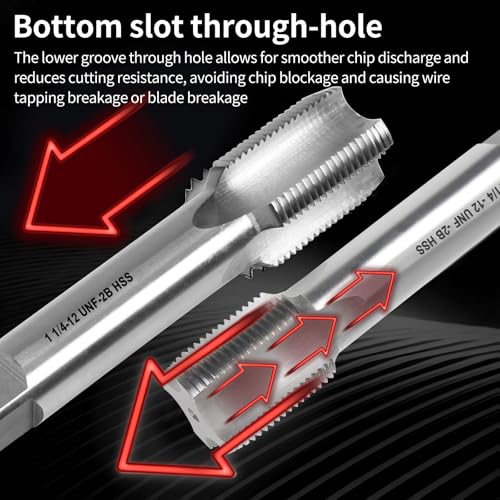 1-1/4"-12 UNF Right Hand Straight Flute Machine Thread Tap, 1-1/4"-12 TPI HSS High-Speed Steel 2B, for Precision Tapping in Metalworking 1-1/4’‘-12