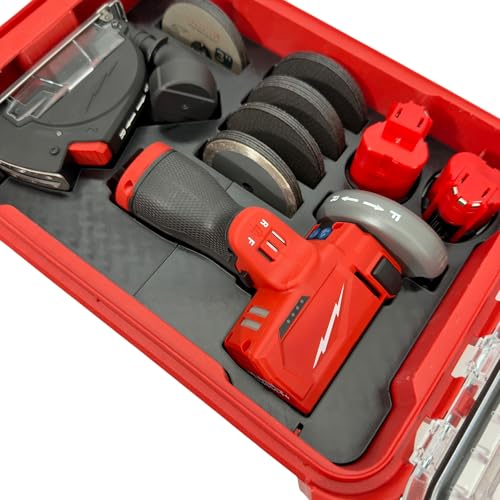 Insert for Milwaukee M12 Cut Off Tool 2522-20, Compatible with Packout Compact Organizer 48-22-8435, Tool, Battery, Grinding and Cutting Disc Storage