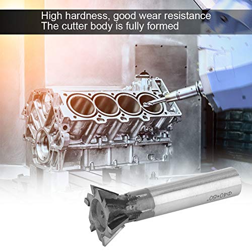 Dovetail Milling Cutter, 60 Degree 6 Flute Slot Cutting Tool for CNC Milling Carbide Straight Shank 40mm Cutting Diameter 20mm Shank 1 Piece