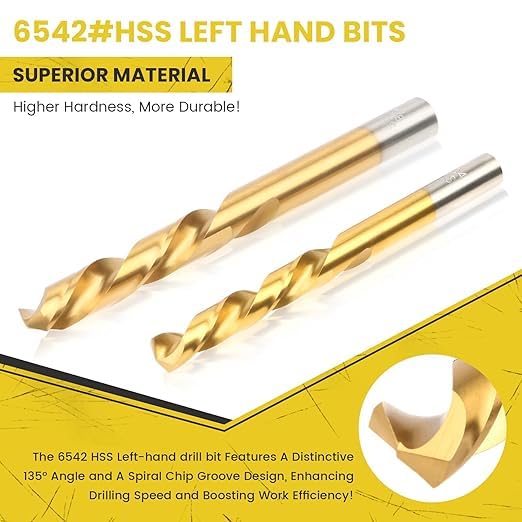 18PCS Screw Extractor Set, 37# Cr-Mo & 6542 HSS Steel Cobalt Left-Hand Drill Bit, Easy Out Broken Bolt Remover Reverse, Ez Out Stripped, Rounded-Off, Damaged Bolts, Screws&Studs Removal Tool(Yellow) 18pcs yellow LF