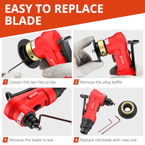 GETLITOOL Pneumatic Chamfering Tool 30000 RPM with 12C & 10R-Angle Blade Red
