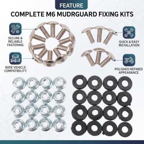 M6 Fastener Kit 16 Sets, ATV Quad Mudguard Bolts
