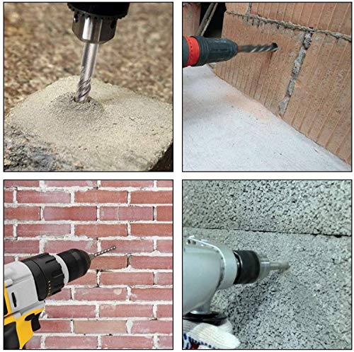 6Pcs 12Inch SDS Plus Rotary Hammer Drill Bits Set - Carbide Tipped - Rotary Hammer Drill Bits for Brick, Stone, Concrete (3/16'', 1/4'', 5/16'', 3/8'', 7/16'', 1/2'' x 12”) 6PCS(3/16'',1/4'',5/16'',3/8'',7/16'',1/2'' x 12”)