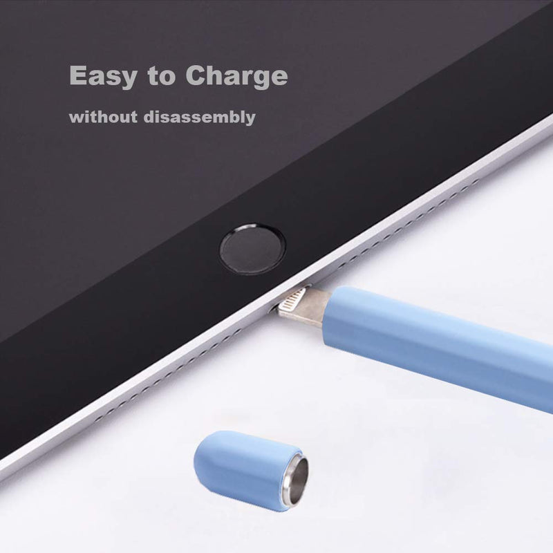 YINVA Case, Grip, Accessories Holder for Apple Pencil 1st Generation, Cover Sleeve with Protective Nib Cover for iPad Pencil(Blue) Blue For 1st Gen