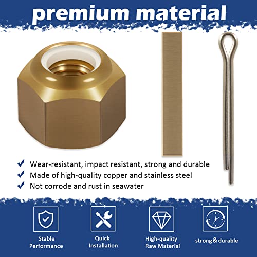 5008 Prop Nut Kit Brass for 1" Or 1-1/8 Shafts with Key and Cotter Pin for Mastercraft, Nautique, Moomba, Tige, Centurion, Supra, Correct