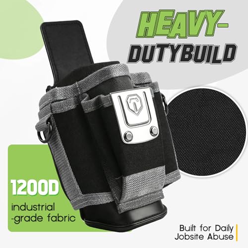 Upgraded Tool Pouch with Belt Clip Replace for MP1X, Leather Backed Small-Sized Tool Pouch– 9 Pockets, Professional Electrician Tool Pouch for Electricians, Carpenters, Repairmen, and DIY etc