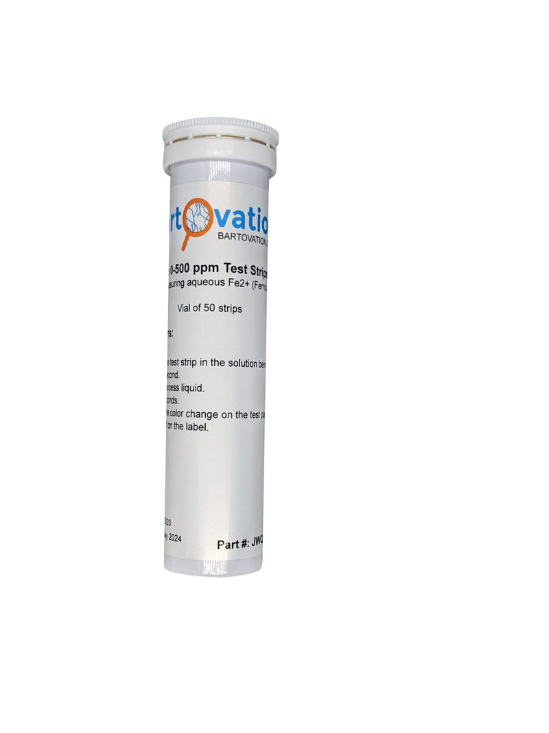 Bartovation Iron Test Strips, 0-500 ppm, for Aqueous Fe2+ Ferrous, 50-Pack | 50 Strips for Water Quality Samples, NOT for the Human Testing