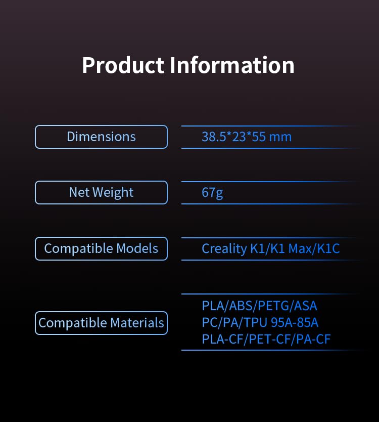 Creality x Phaetus DXC Extruder Helical Gears Dual-Drive System Open Cooling for Creality K1 SE/K1C/K1/K1 Max Smart Filament Break Detection Plug and Play 3D Printer Extruder Head Accessories