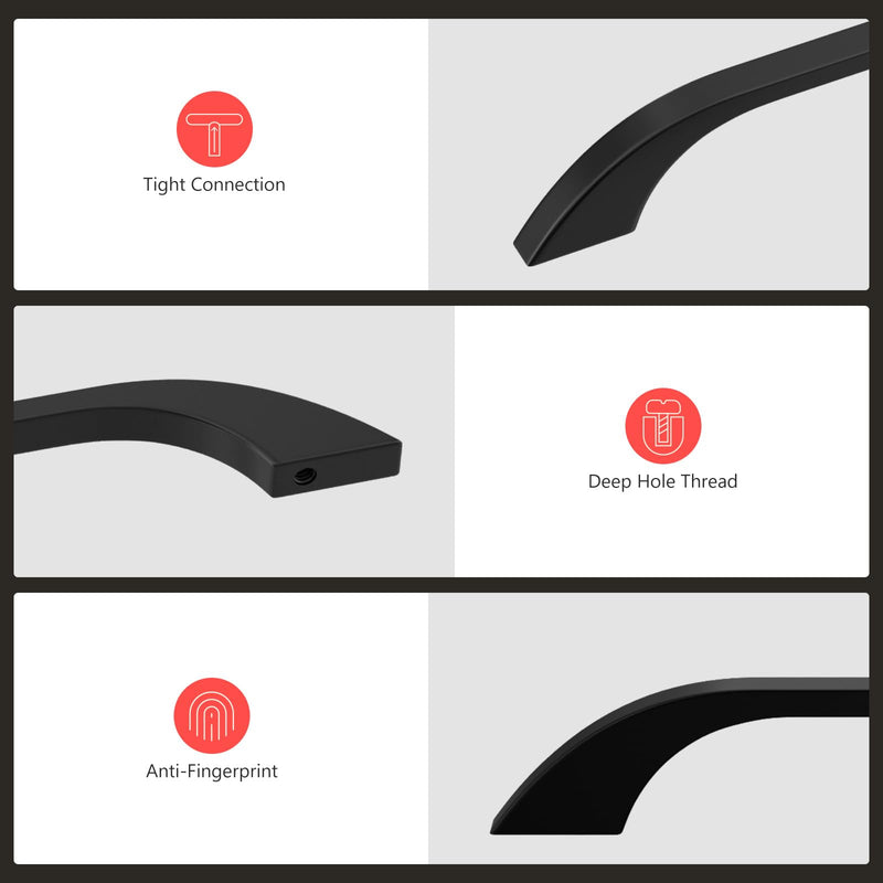 homdiy 10 Pack 5 Inch Black Cabinet Handles Drawer Handles Aluminum Kitchen Cabinet Hardware Matte Black Cabinet Pulls,128mm Hole Center 5 Inch Hole Centers