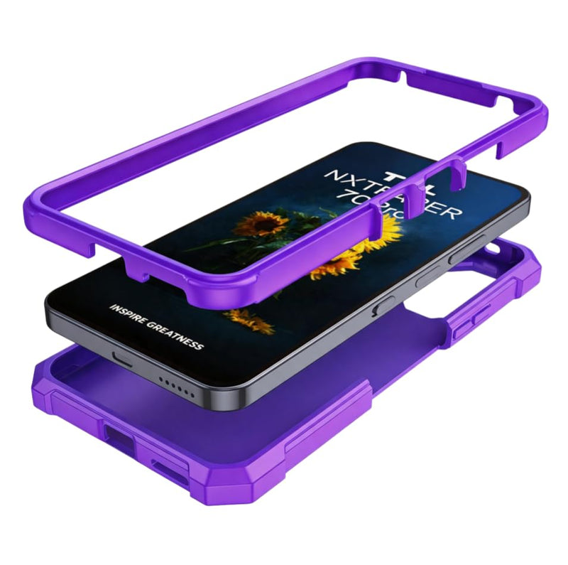 Case for TCL Nxtpaper 70 Pro 5G with Screen Protector Full Body Protection | TCL 70 Pro Phone Case Front Silicone Bumper Frosted PC Back Shockproof Rugged Corner Military Grade Design Purple
